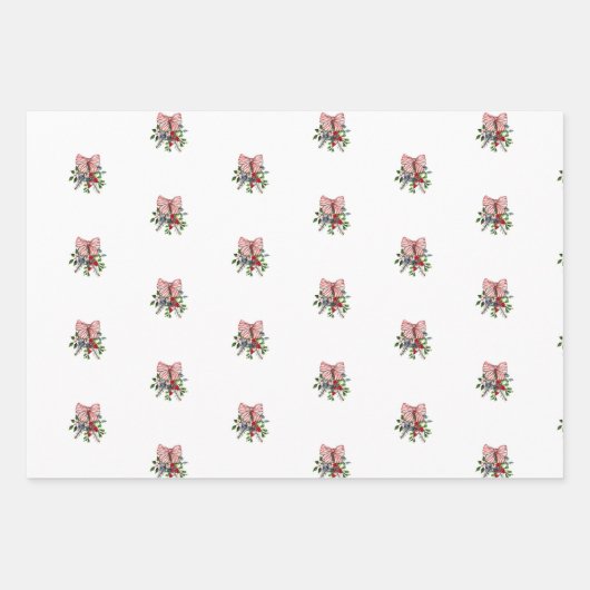 Pink Poinsettia Bouquet Holly and Berries Inpakpapier Vel (Voorkant 3)