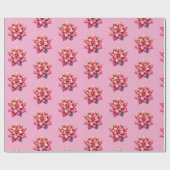 Pink Poinsettia Christmas Holiday Cadeaupapier (Vlak)