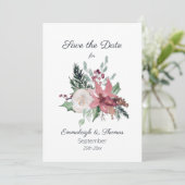 Pink Poinsettia Floral Winter Wedding Save The Date (Staand voorkant)