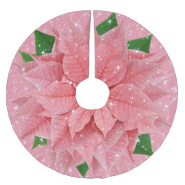Pink Poinsettia Holiday Sparkle Kerstboom Rok