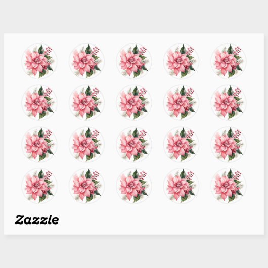 Pink Poinsettia Stickers (Vel)
