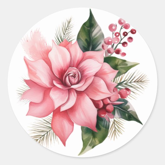 Pink Poinsettia Stickers (Voorkant)