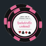 Pink Poker Chip Vegas Casino Bachelorette Party Kaart<br><div class="desc">Daag je gasten af door hen deze roze en witte pokerchips bachelorette uitnodigingen te sturen! Ze zullen gehyped zijn om bij je te komen op dit leuke feest.</div>