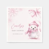 Pink Polar Bear Baby Shower Napkins Servet (Voorkant)