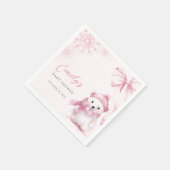 Pink Polar Bear Baby Shower Napkins Servet (Hoek)