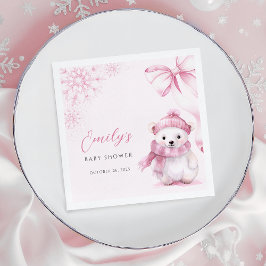 Pink Polar Bear Baby Shower Napkins Servet