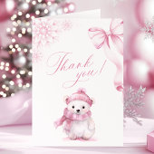 Pink Polar Bear Foldable Thank You Card Bedankkaart