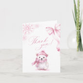 Pink Polar Bear Foldable Thank You Card Bedankkaart (Voorkant)