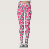 Pink Polar Bear Pattern Design Leggings (Voorkant)