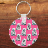 Pink Polar Bear Pattern Design  Sleutelhanger (Voorkant)