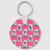 Pink Polar Bear Pattern Design  Sleutelhanger (Achterkant)