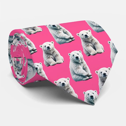 Pink Polar Bear Pattern Design  Stropdas