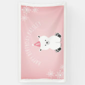 Pink Polar Beer Winter Onederland 1ste verjaardag Spandoek (Verticaal)