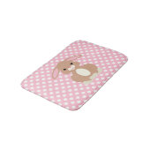Pink Polka Dot and Bunny Rabbit Bath Mat (Gekanteld)