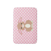 Pink Polka Dot and Bunny Rabbit Bath Mat (Voorkant Verticaal)