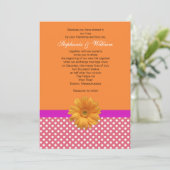 Pink Polka Dot and Coral Wedding Invitation Kaart (Staand voorkant)