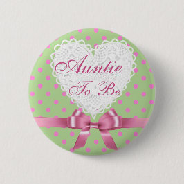 Pink Polka Dot Auntie om Baby shower Button te wor