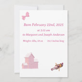 Pink Polka-Dot Baby Girl Geboorteaankondiging Aankondiging (Achterkant)