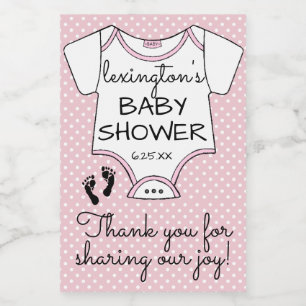 Pink Polka Dot Baby shower Guest Favor Voedselcontainer Etiket