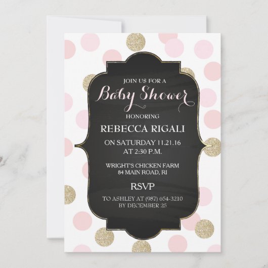 Pink Polka Dot Baby shower Invitation ~ Girl Kaart (Voorkant)