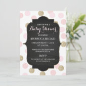 Pink Polka Dot Baby shower Invitation ~ Girl Kaart (Staand voorkant)