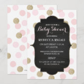 Pink Polka Dot Baby shower Invitation ~ Girl Kaart (Voorkant / Achterkant)