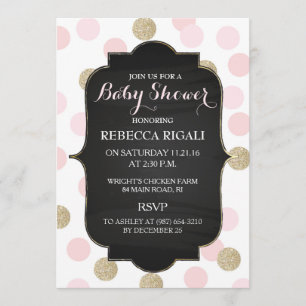 Pink Polka Dot Baby shower Invitation ~ Girl Kaart
