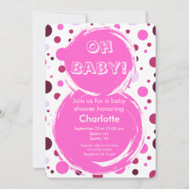 Pink polka dot Baby Shower Invitation Kaart