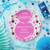 Pink polka dot baby shower Paper plates Papieren Bordje (Feest)