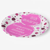Pink polka dot baby shower Paper plates Papieren Bordje (Gekanteld)
