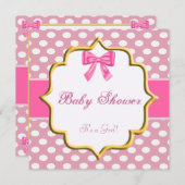 Pink Polka Dot Baby shower Uitnodiging (Voorkant / Achterkant)