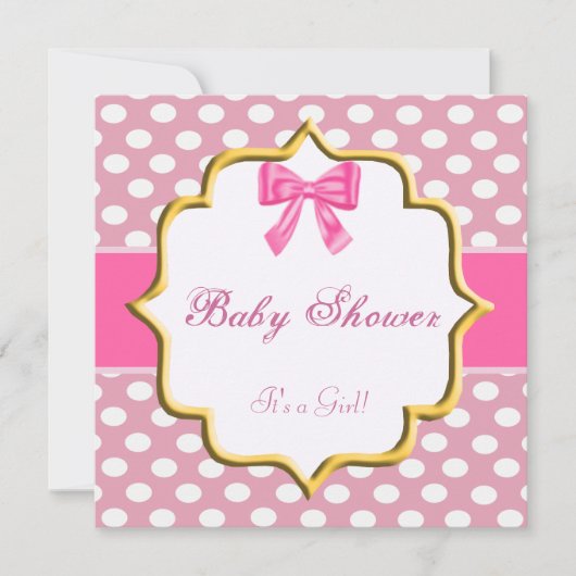 Pink Polka Dot Baby shower Uitnodiging (Voorkant)