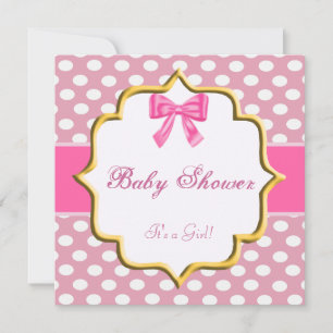 Pink Polka Dot Baby shower Uitnodiging