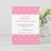 Pink Polka Dot Baby shower Uitnodiging (Staand voorkant)