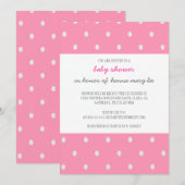 Pink Polka Dot Baby shower Uitnodiging (Voorkant / Achterkant)