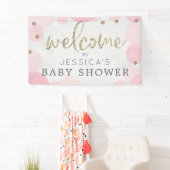 Pink Polka Dot Baby shower Welkom Banner (Insitu)