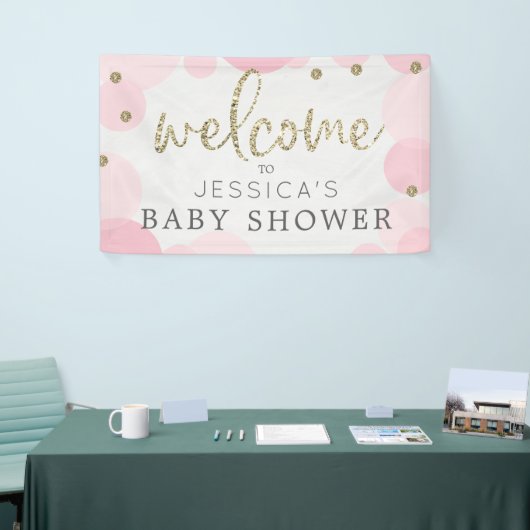 Pink Polka Dot Baby shower Welkom Banner (Beurs)
