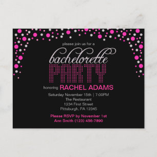 Pink Polka Dot Bachelorette Party Briefkaart Uitno