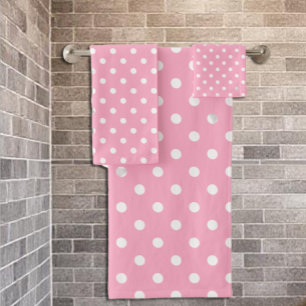 Pink Polka Dot Bad Handdoek