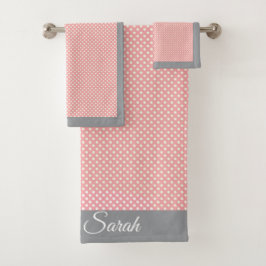 Pink Polka Dot Bad Handdoek