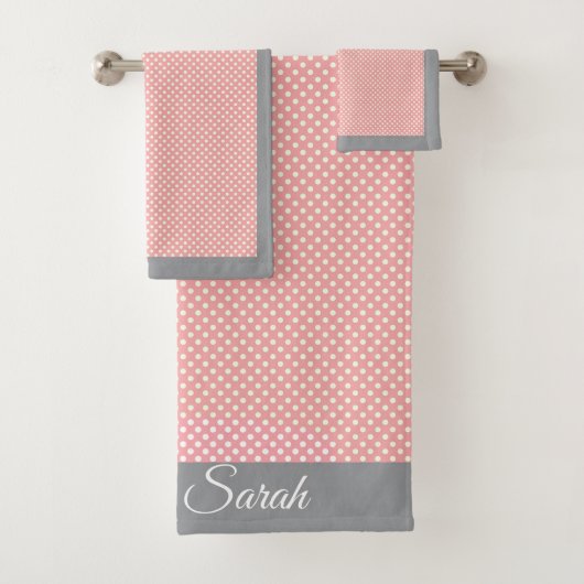 Pink Polka Dot Bad Handdoek (Insitu)