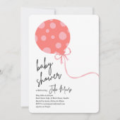 Pink Polka Dot Balloon Baby shower Kaart (Voorkant)