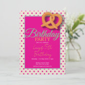 Pink Polka Dot Birthday Party Kaart (Staand voorkant)