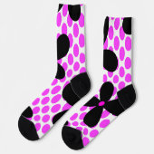 Pink Polka Dot Black Retro Flower Crazy Sokken (Links)
