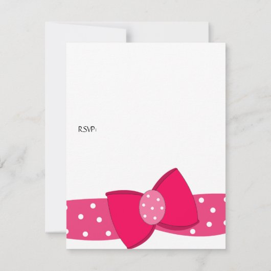 Pink Polka Dot Bow Birthday Uitnodiging (Achterkant)