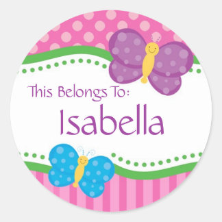 Pink Polka Dot Butterfly Terug naar School Sticker