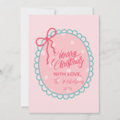 Pink Polka Dot Christmas Feestdagenkaart (Voorkant)