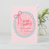 Pink Polka Dot Christmas Feestdagenkaart (Staand voorkant)