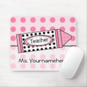 Pink Polka Dot Crayon leraar Mousepad Muismat (Met muis)