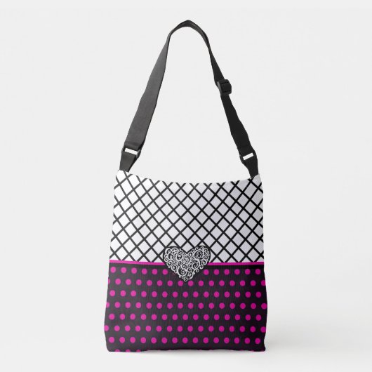 Pink Polka Dot Crossbody Tas (Voorkant)